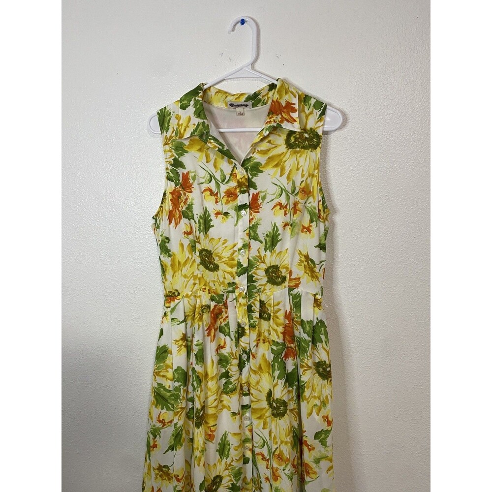 Womens Vintage db Fit & Flare Collared Floral Lined Dress Size 12 - Picture 12 of 16